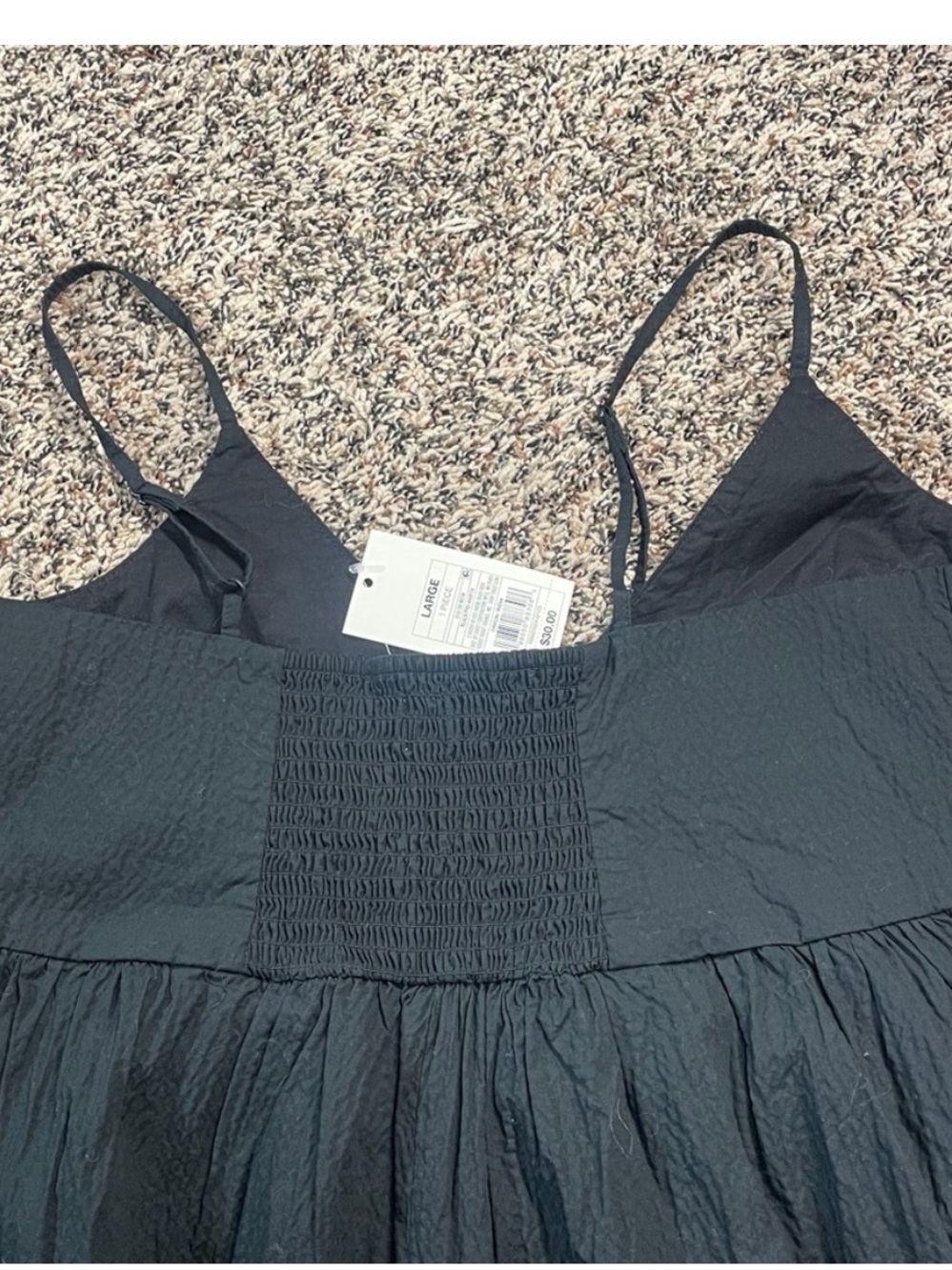 A New Day Black Seersucker Textured Smocked Mini V Neck Dress Sz S | NWT - Picture 6 of 8